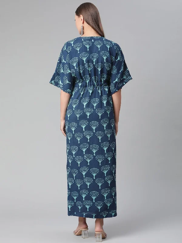 divena-navy-blue-floral-cotton-kaftan