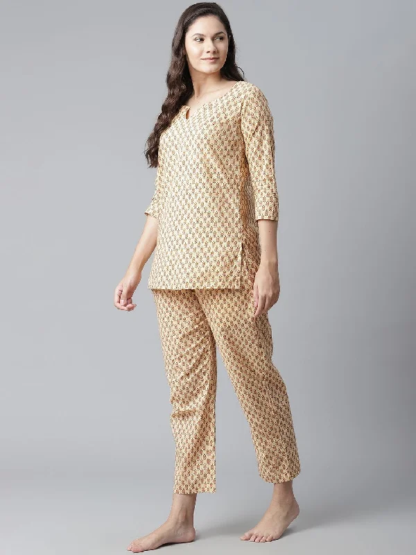 divena-yellow-buti-print-cotton-nightwear