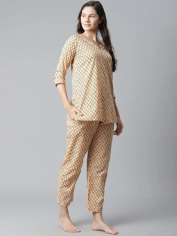 divena-yellow-buti-print-cotton-nightwear