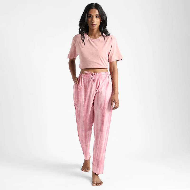 Organic Cotton Pink Pants for Women | Slim Fit | Tie-Dye