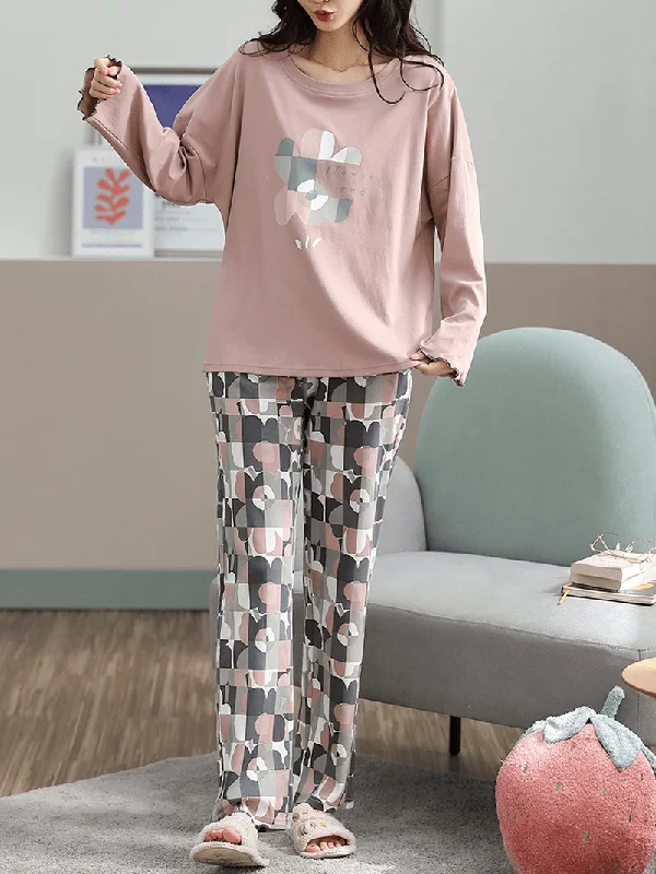 plus-size-women-floral-letter-print-v-neck-long-sleeve-home-casual-pajama-set