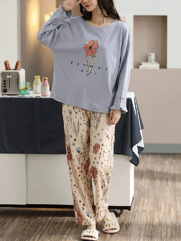 plus-size-women-floral-letter-print-v-neck-long-sleeve-home-casual-pajama-set