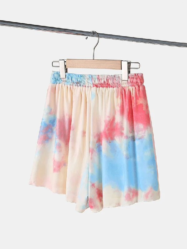 plus-size-women-tie-dye-short-sleeve-drawstring-casual-pajama-set