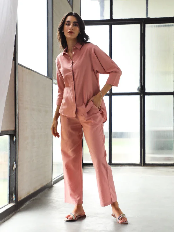 Cotton Linen Co Ord Set | Pink