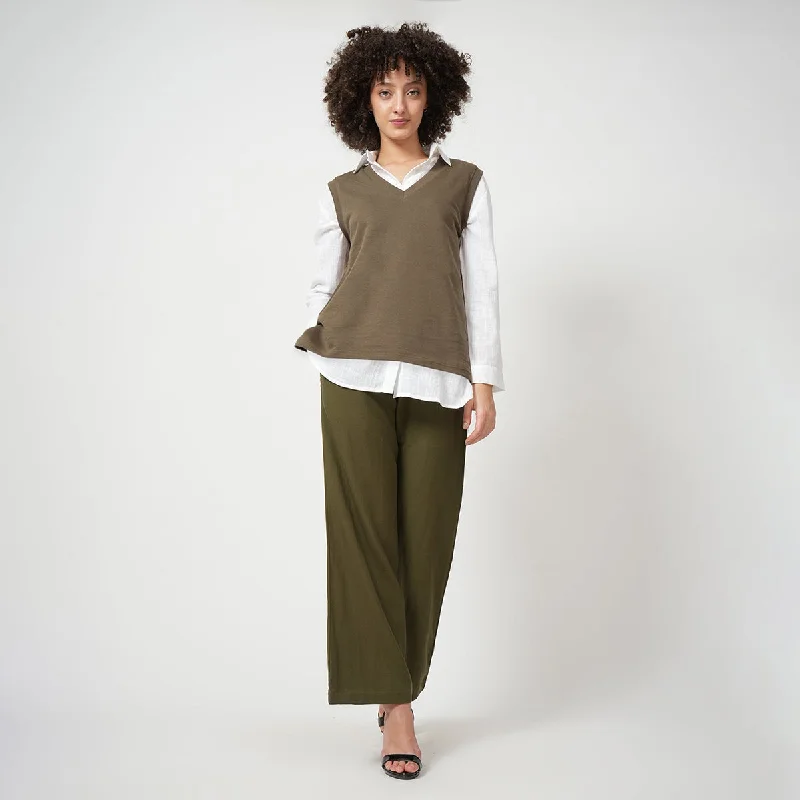 Organic Cotton Co Ord Set for Women | Ecru & Olive | Set of 3