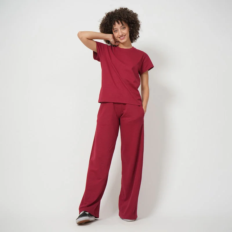 Organic Cotton Jogger Set Women | Maroon