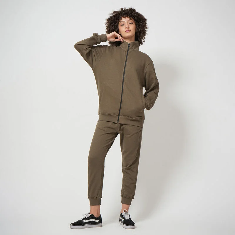 Organic Cotton Jogger Set Women | Olive | Jacket & Joggers