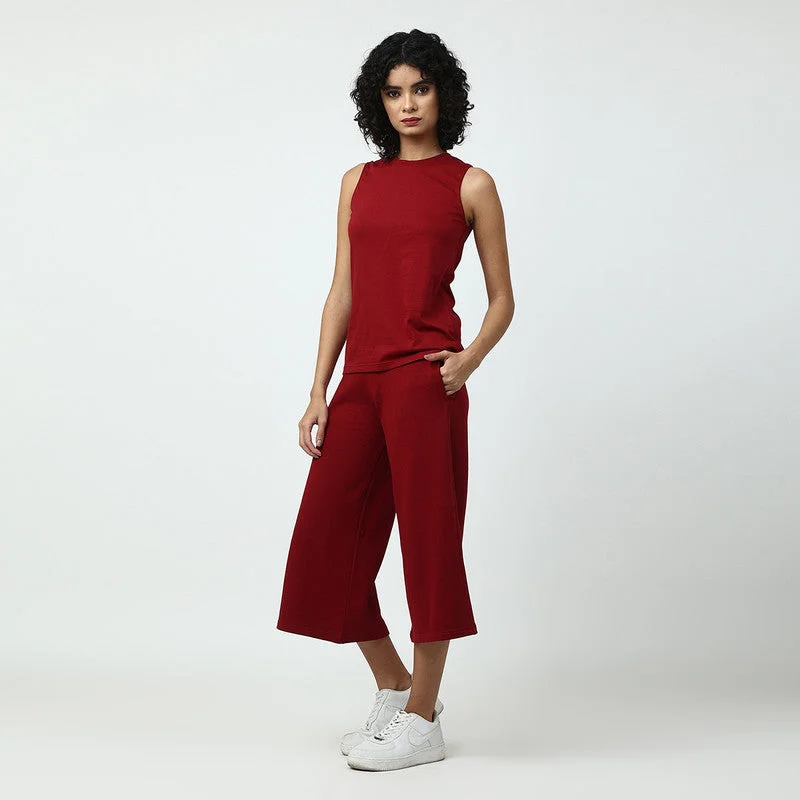 Organic Cotton Women Co Ord Set | Maroon