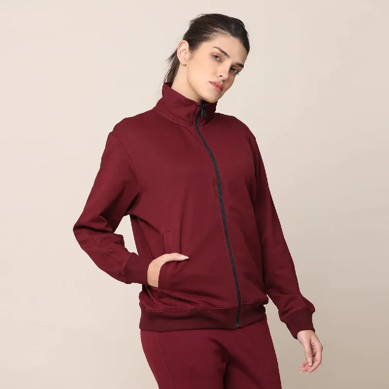 Organic Cotton Zipper Jacket | Unisex | Maroon