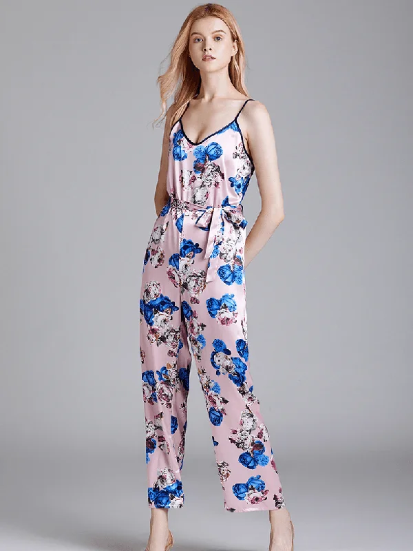 silk-sleeveless-jumpsuits-long-pants-flora-printed-sleepwear