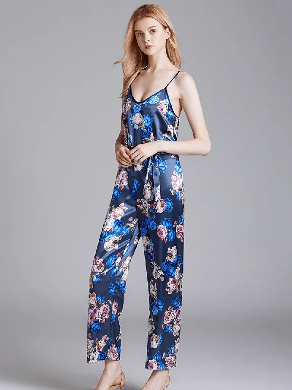 silk-sleeveless-jumpsuits-long-pants-flora-printed-sleepwear