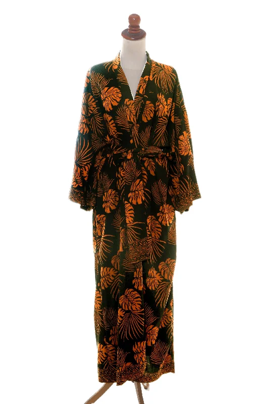 tropical-leaves-hand-stamped-black-and-spice-rayon-long-robe-from-bali