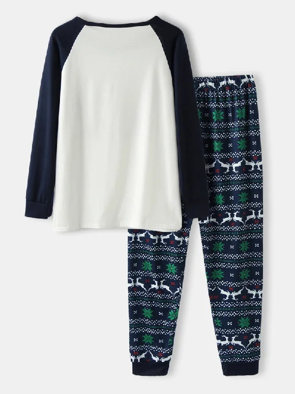 women-cartoon-elk-print-raglan-sleeves-top-print-elastic-waist-pants-home-christmas-pajama-set