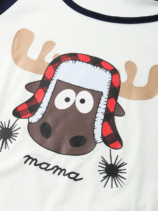 women-cartoon-elk-print-raglan-sleeves-top-print-elastic-waist-pants-home-christmas-pajama-set