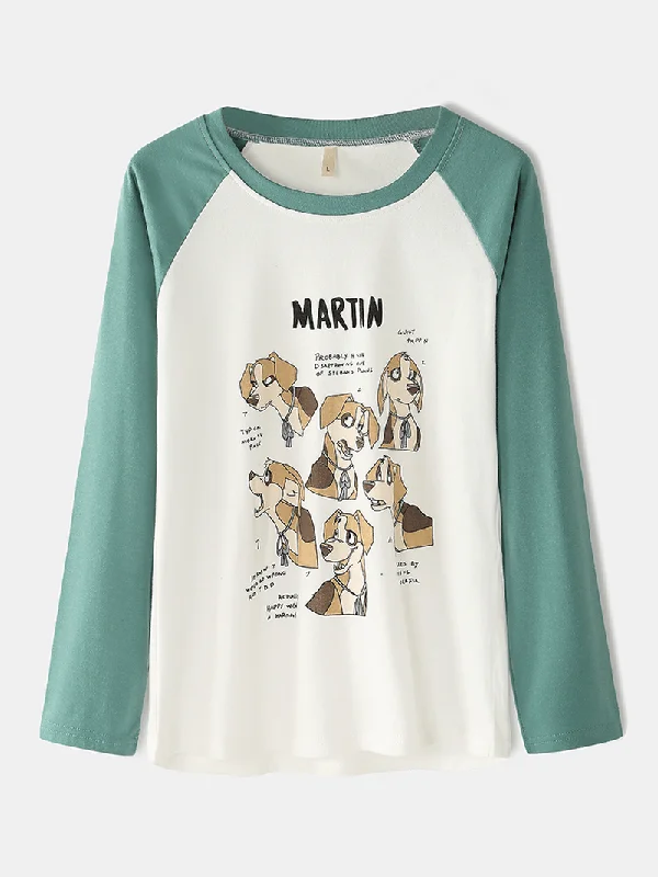 women-cartoon-print-raglan-sleeve-o-neck-plus-size-two-piece-home-pajamas-sets