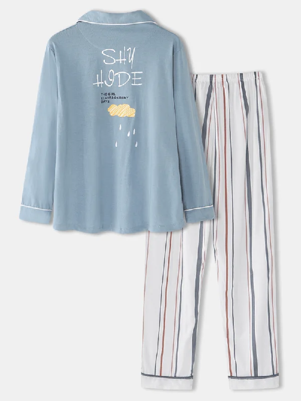 women-cotton-plus-size-striped-pants-button-long-sleeve-casual-home-pajamas-sets