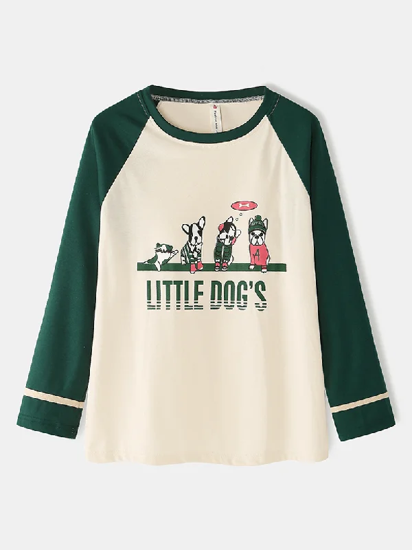 women-cute-cartoon-dog-letter-print-removable-bra-padded-top-loose-pants-cotton-pajama-set