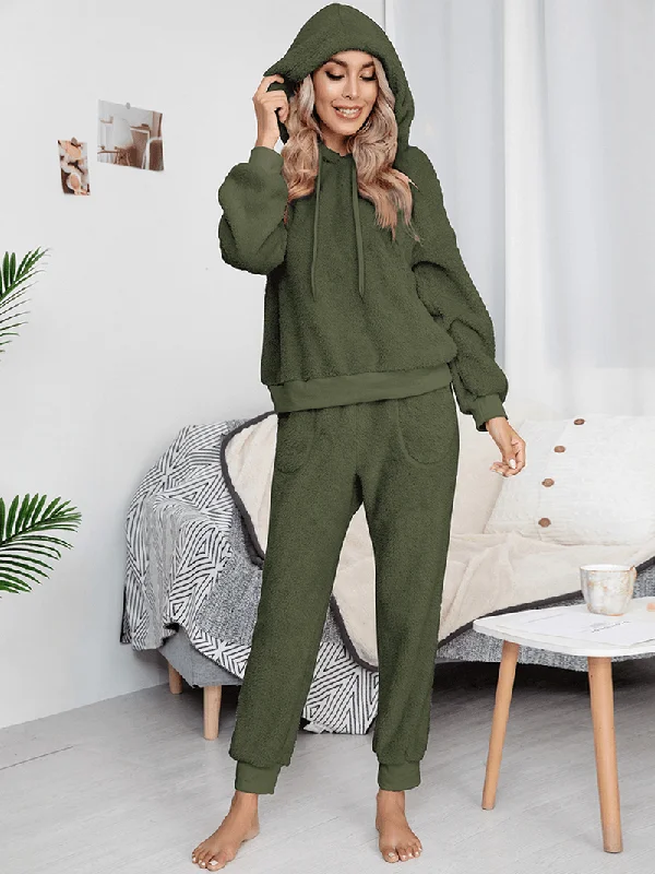 women-solid-color-fleece-pullover-hoodie-jogger-pants-two-piece-home-fuzzy-pajamas-set