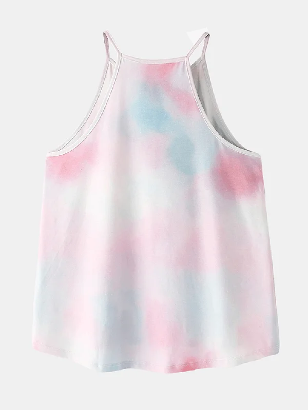 women-tie-dye-colorful-gradient-sleeveless-casual-pajama-set