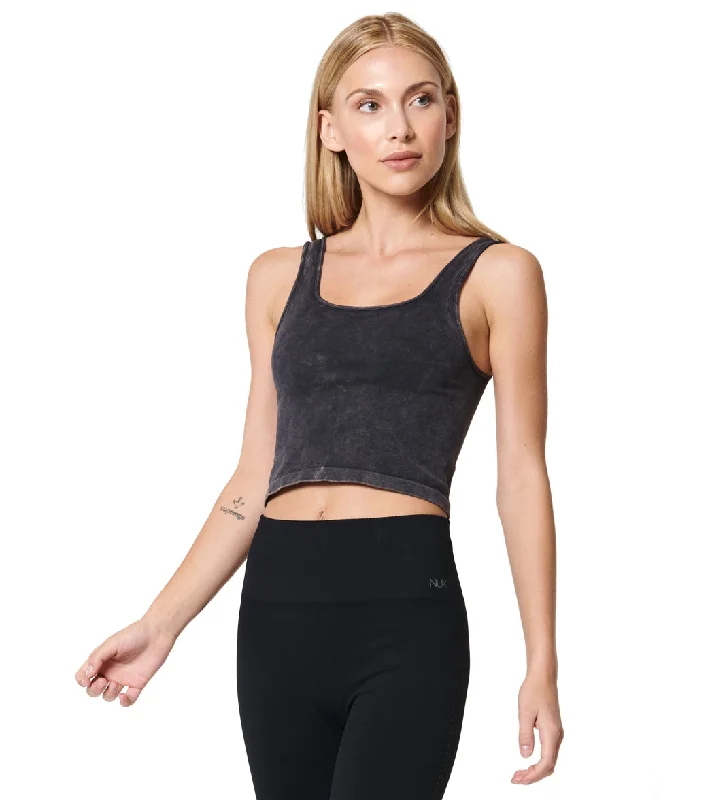 NUX Be Free Mineral Wash Seamless Yoga Crop Top Black Wash