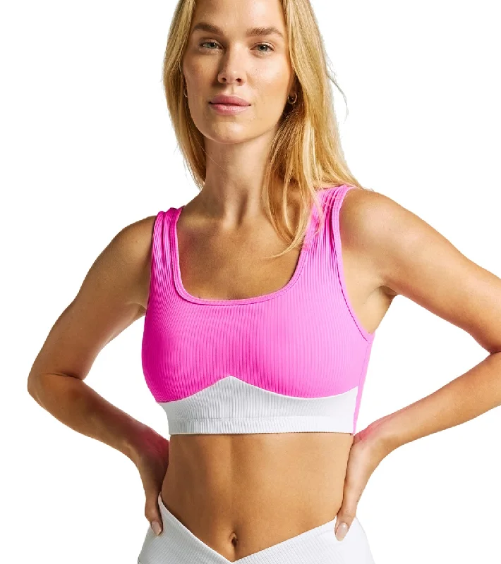 Year of Ours Ribbed Gia Bra Pink/White