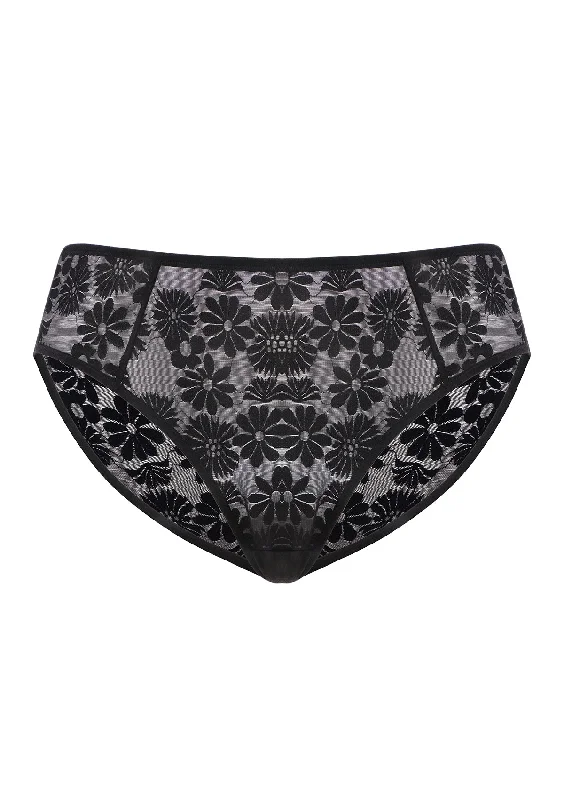 Daisy High-Rise Soft Comfort Black Lace Brief Underwear