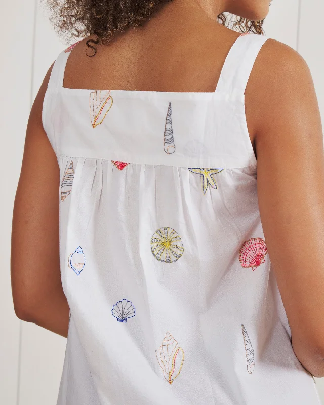 Embroidered Shells - Back to Bed Nightgown - Sand