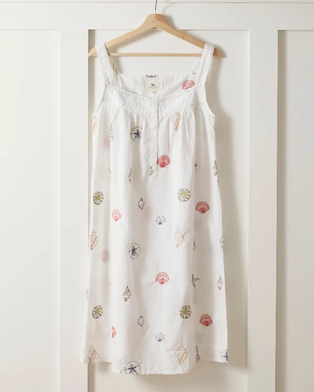 Embroidered Shells - Back to Bed Nightgown - Sand