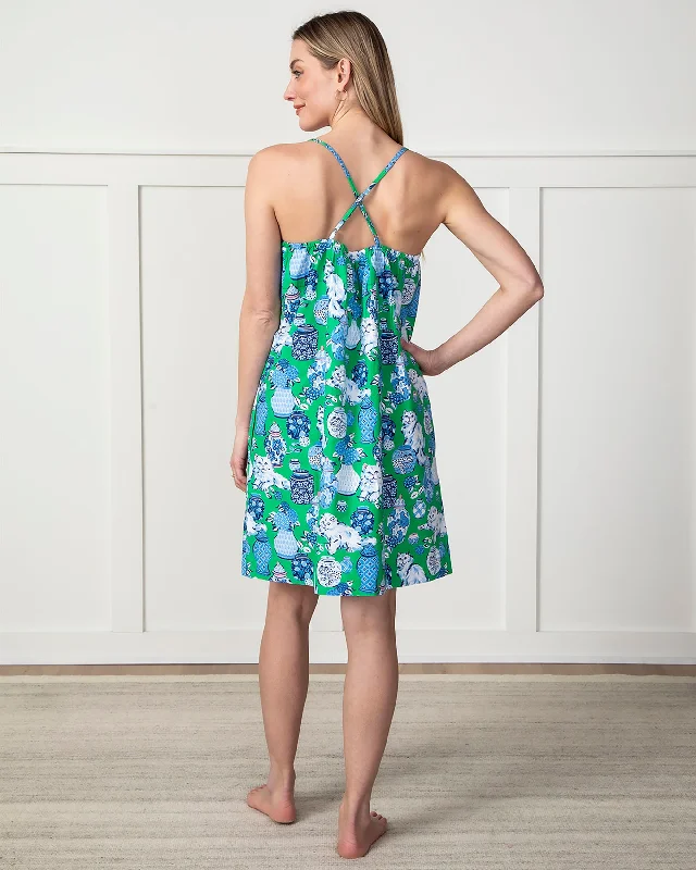 Fancy Cat - Cami Nightgown - Green Juice