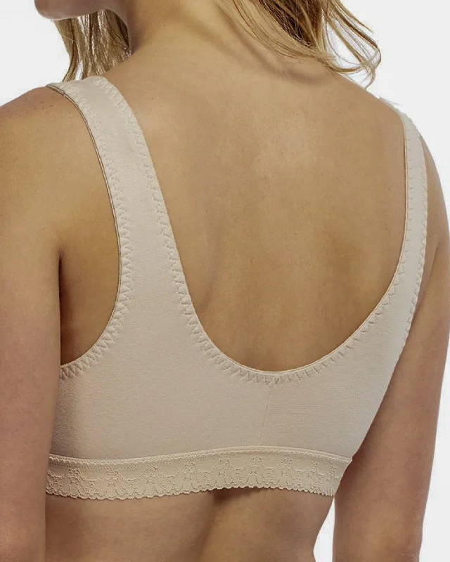 Front Closure Cotton Comfort Bra - Beige | Angel | Adaptive Clothing by Ovidis