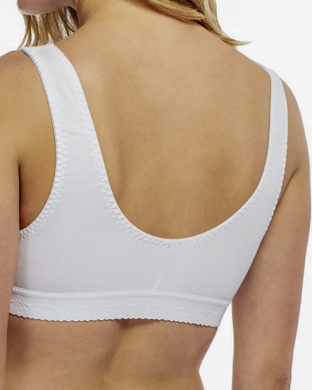 Front Closure Cotton Comfort Bra - White | Angel | Adaptive Clothing by Ovidis