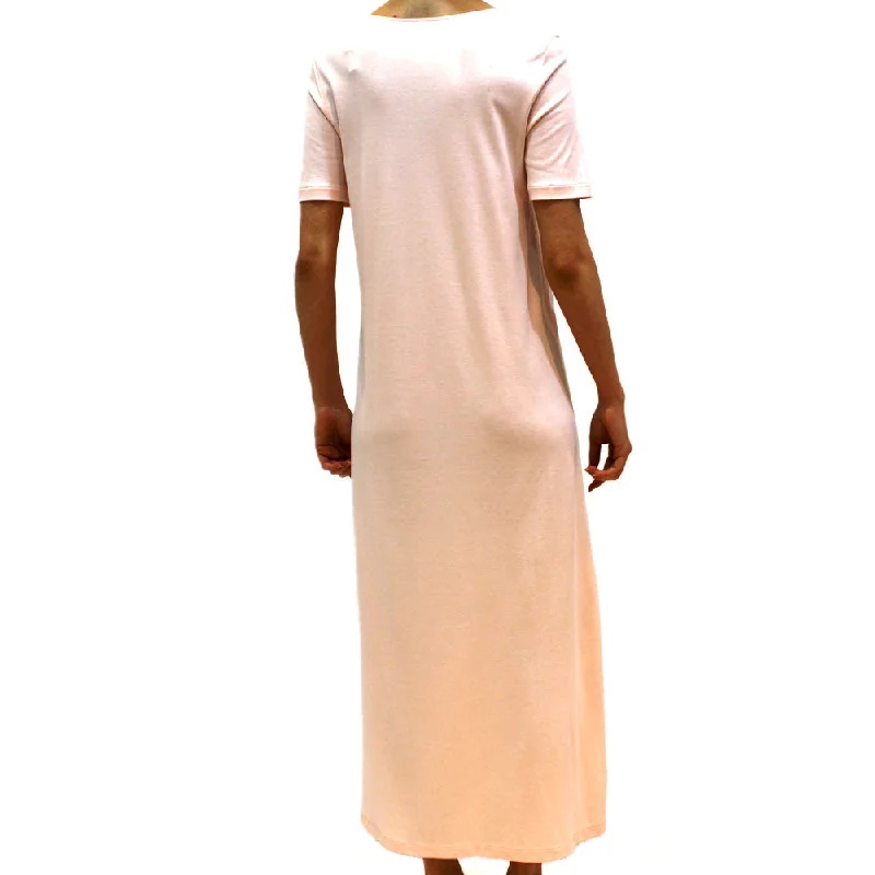 Hanro Jana Short Sleeves Maxi Nightdress Pearl Blush