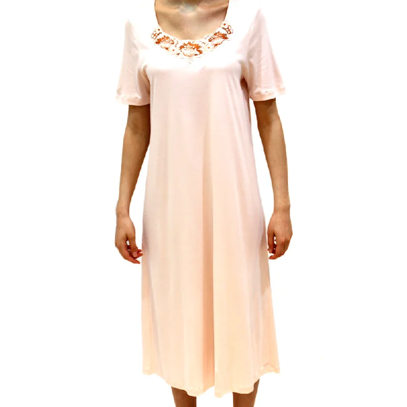 Hanro Jana Short Sleeves Nightdress Pearl Blush