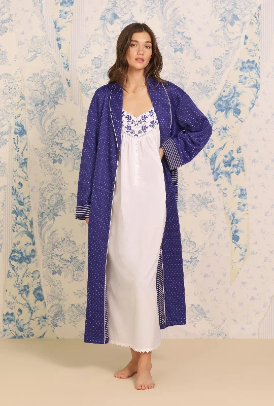 Navy Classic Diamond Quilted Wrap Robe