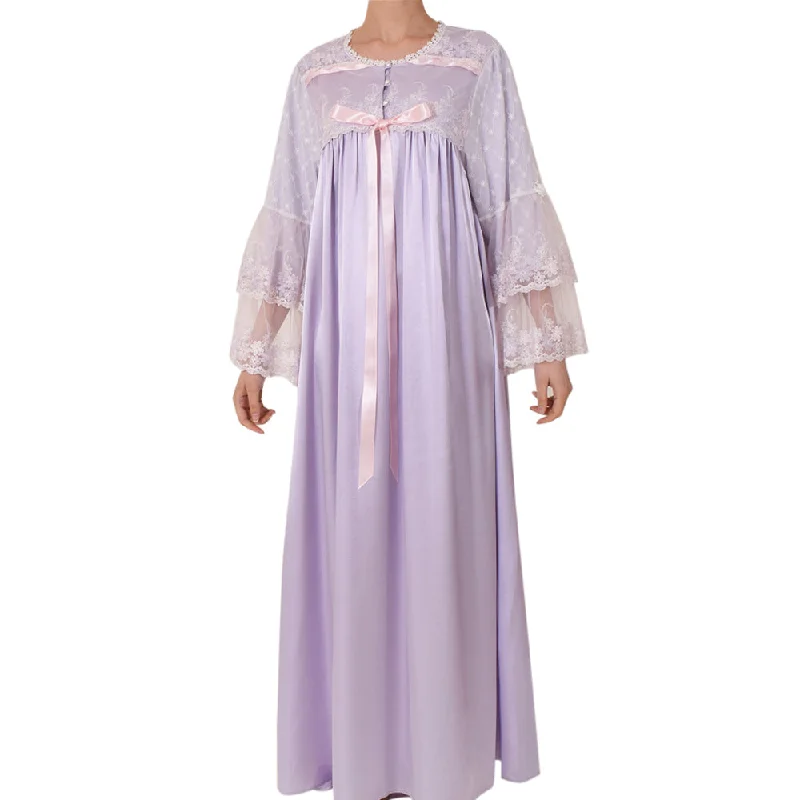 Sally Poppy Night Dress Satin Lilac Size Small Lilac