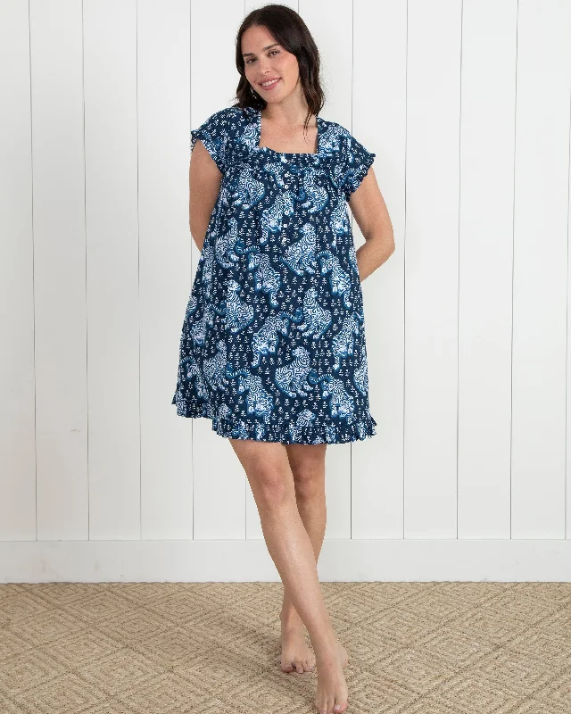 Tiger Queen - Pintuck Nightgown - Navy