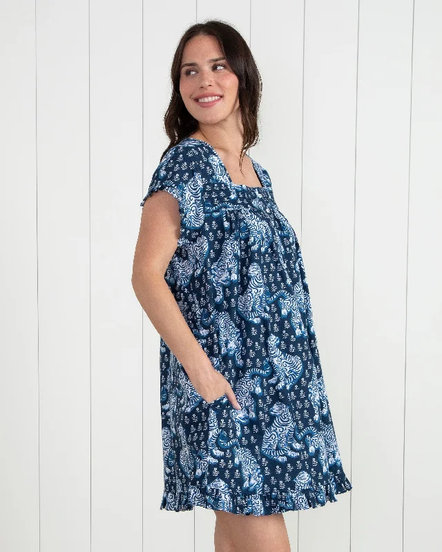 Tiger Queen - Pintuck Nightgown - Navy