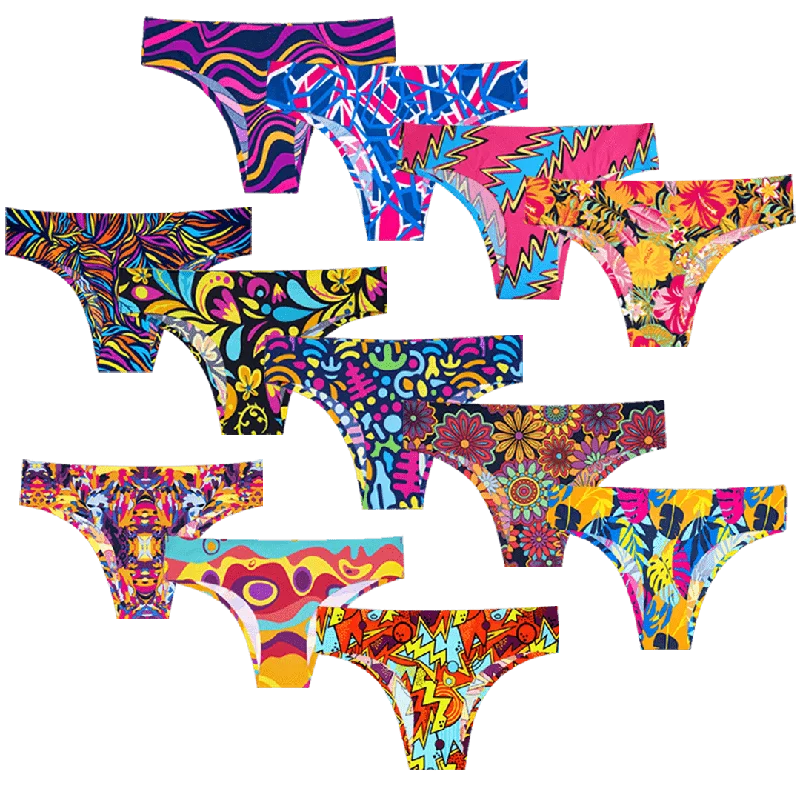 Vibrant Vibes Bundle - Ladies Seamless Brazilian Briefs 12 Pack Bundle