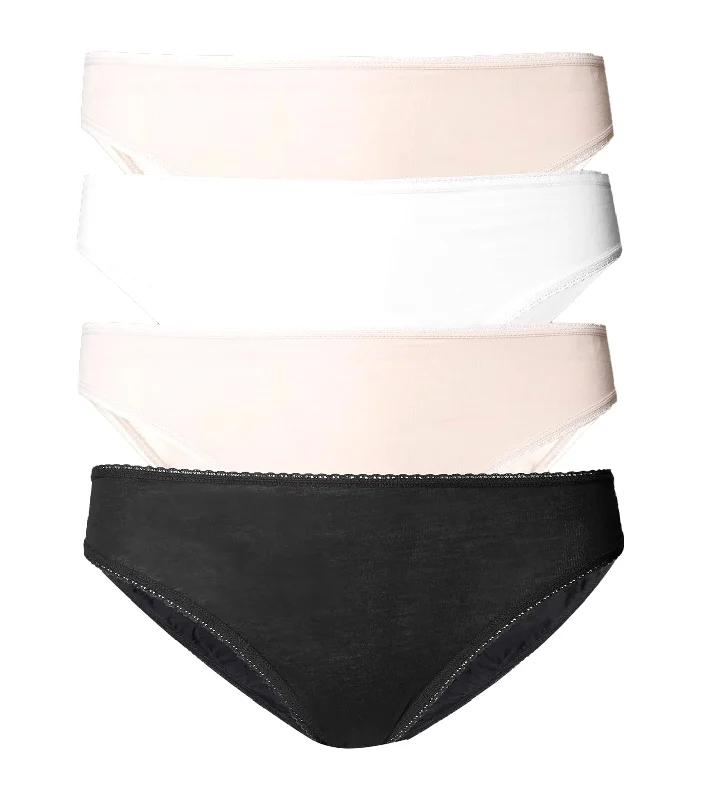 4 Pack High Leg Knickers Almond Mix