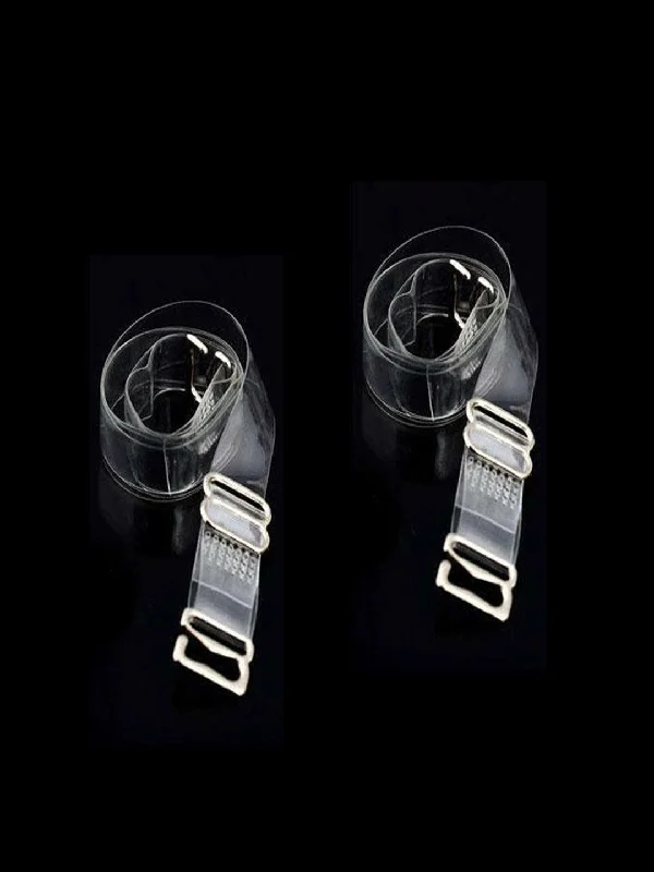 Women Detachable Transparent Bra Straps Plastic Steel 10mm 2-Pairs