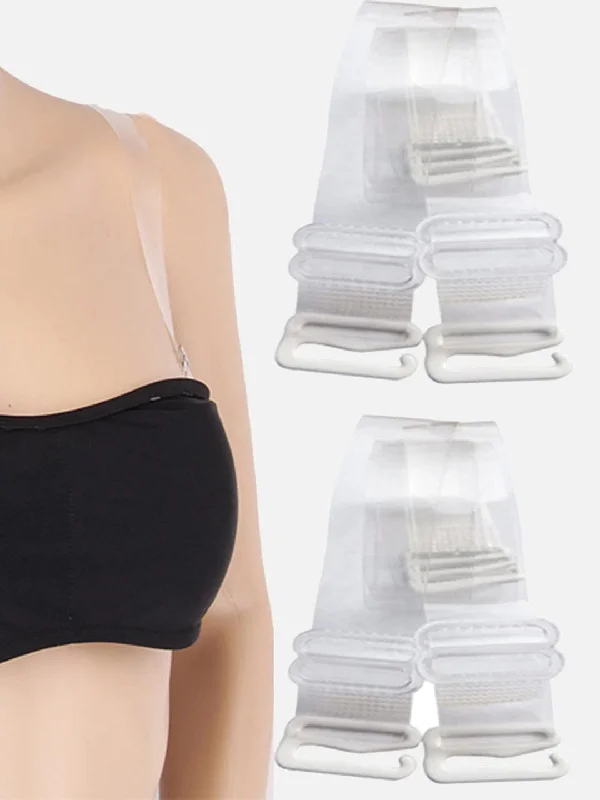 Women Detachable Transparent Bra Straps Plastic Steel Free-Size 2-Pairs