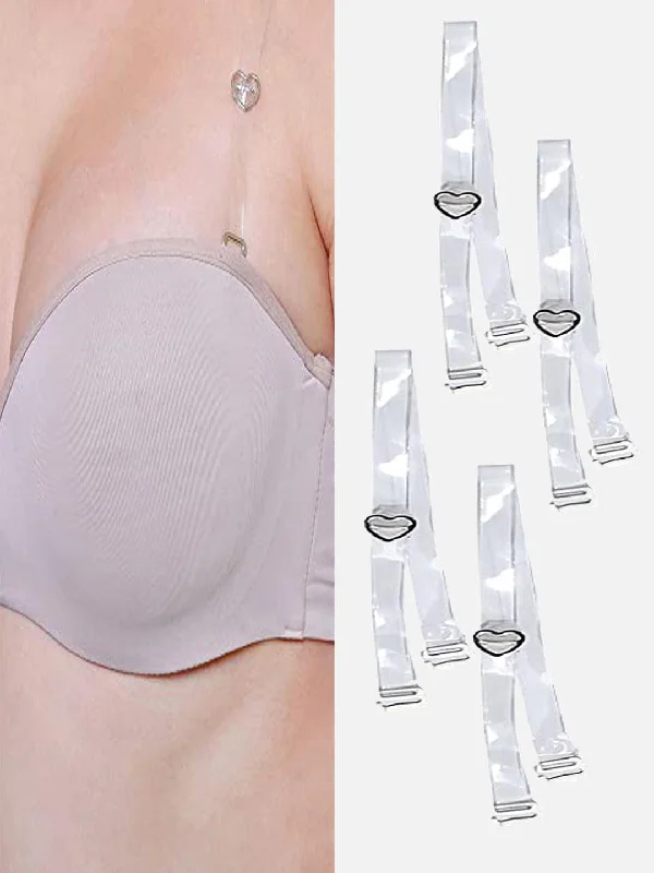 Women Detachable Transparent Bra Straps Plastic Steel Free-Size 2-Pairs