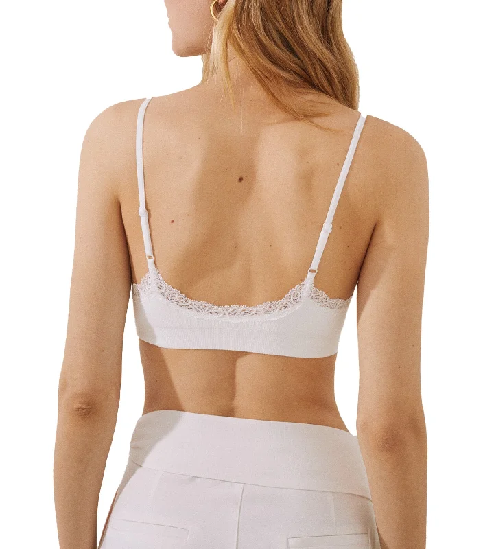 Seamless Cotton Triangle Bra Top White