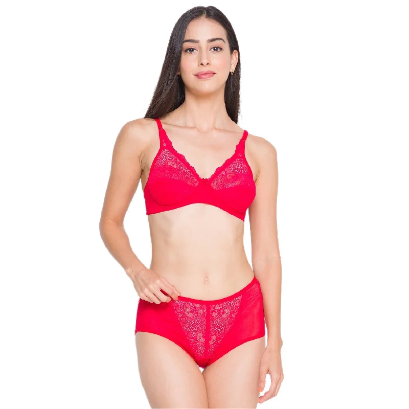 Women's Lace Lingerie Set Red CSINSET04