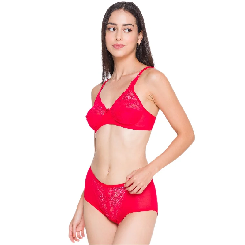 Women's Lace Lingerie Set Red CSINSET04