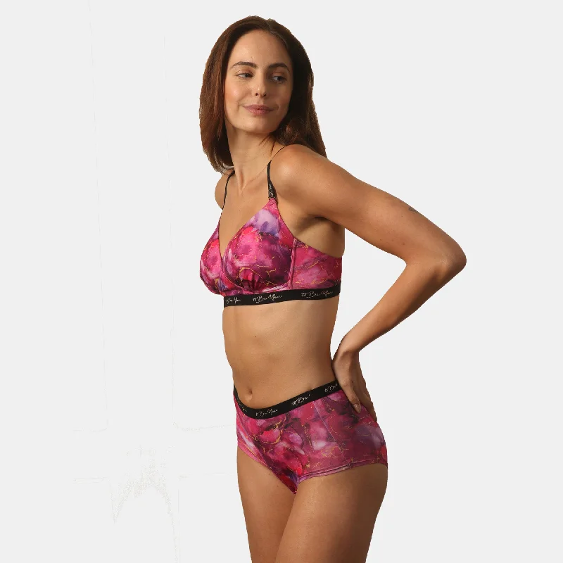 Padded Non Wired Full Coverage Printed Bra with High Rise Full Coverage Printed Boyshorts SET FB-559/ FP-1559