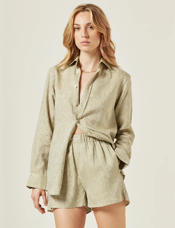 The Boxer: Linen, Sage Green