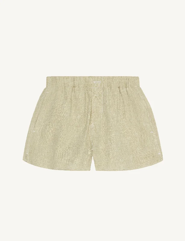 The Boxer: Linen, Sage Green