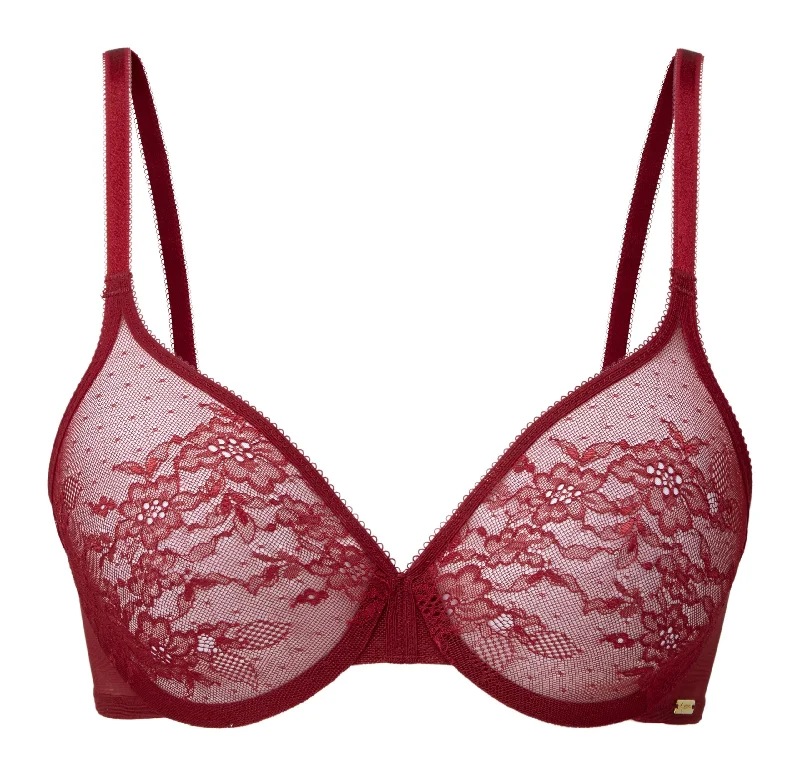 Gossard Glossies Lace Sheer Bra | BORDEAUX