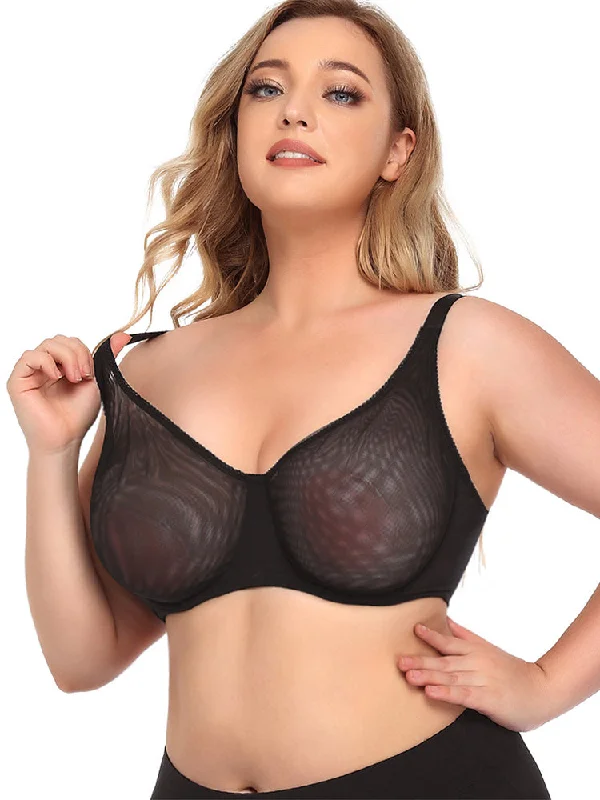 Sexy Ultra-thin Mesh Non-padded Full Coverage Bra